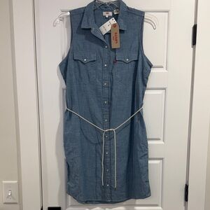 Levi's Blue Chambray Belted Western Dress